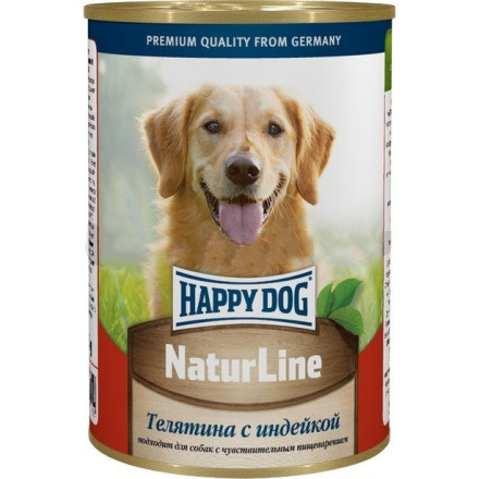 Happy Dog Natur Line влажный корм для взрослых собак с телятиной и индейкой - 410 г х 12 шт