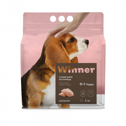 Winner сухой корм для щенков средних пород с курицей - 3 кг
