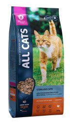 ALL CATS сухой корм для взрослых стерилизованных кошек с индейкой - 2,4 кг