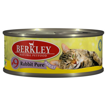 Berkley Adult Cat Rabbit Pure № 9 паштет для взрослых кошек с натуральным мясом кролика, маслом лосося и ароматным бульоном - 100 г х 6 шт