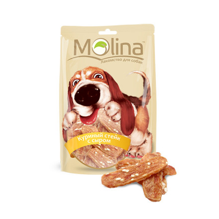 Лакомство Molina для собак Куриный стейк с сыром, 80г