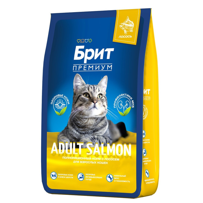 Брит Премиум Cat Adult сухой корм для взрослых кошек с лососем - 8 кг