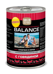 Solid Natura Balance влажный корм для собак говядина в соусе, в консервах - 1,24 кг х 6 шт