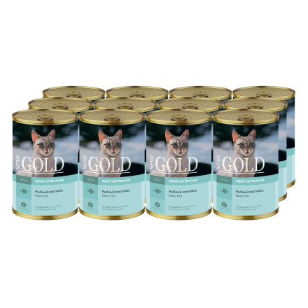 Nero Gold консервы для кошек с говядиной, кусочки в желе - 415 г х 12 шт