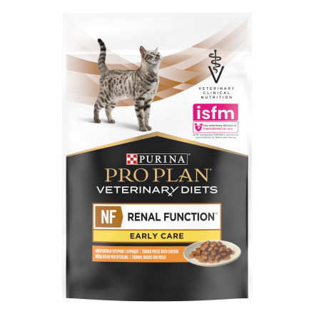 Purina Pro Plan Veterinary Diets NF Renal Function Early Care влажный корм для кошек для поддержания функции почек на начальной стадии хронической почечной недостаточности с курицей, в паучах - 85 г х 10 шт