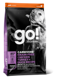 Go! Carnivore GF Senior Recipe DF (32/14) сухой беззерновой корм для пожилых собак с 4 видами мяса: индейка, курица, лосось, утка - 5,44 кг