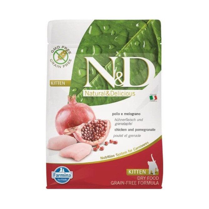 Farmina N&amp;D Prime Cat Chicken &amp; Pomegranate Kitten сухой беззерновой корм для котят, беременных и кормящих кошек с курицей и гранатом - 1,5 кг