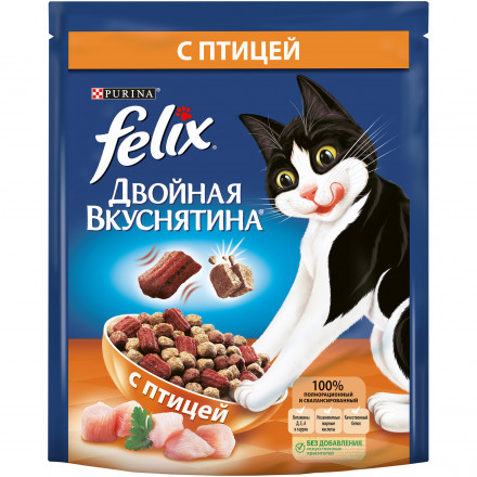Сухой корм Felix Двойная вкуснятина для кошек с птицей - 300 г