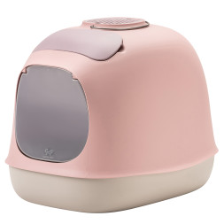 United Pets Minu био-туалет в комплекте с совочком, пакетами для уборки и угольным фильтром, 40х40х50 см, розовый/серый