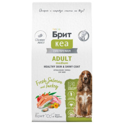 Брит Кеа Dog Adult Medium Healthy Skin&Shiny Coat сухой корм для взрослых собак средних пород для кожи и шерсти с лососем и индейкой - 3 кг