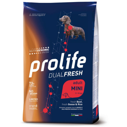 Prolife Dual Fresh Mini Adult сухой корм для собак с говядиной, гусем и рисом - 600 г