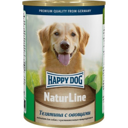 Happy Dog Natur Line влажный корм для взрослых собак с телятиной и овощами - 410 г х 12 шт
