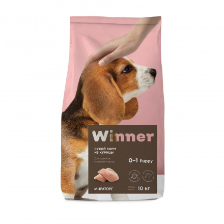 Winner сухой корм для щенков средних пород с курицей - 10 кг