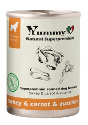 Yummy Linea влажный корм для взрослых собак всех пород с индейкой, кабачком и морковью - 340 г х 6 шт