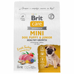 Brit Care Mini Puppy&amp;Junior Healthy Growth сухой корм для щенков, беременных и кормящих собак мелких пород, с индейкой - 400 г