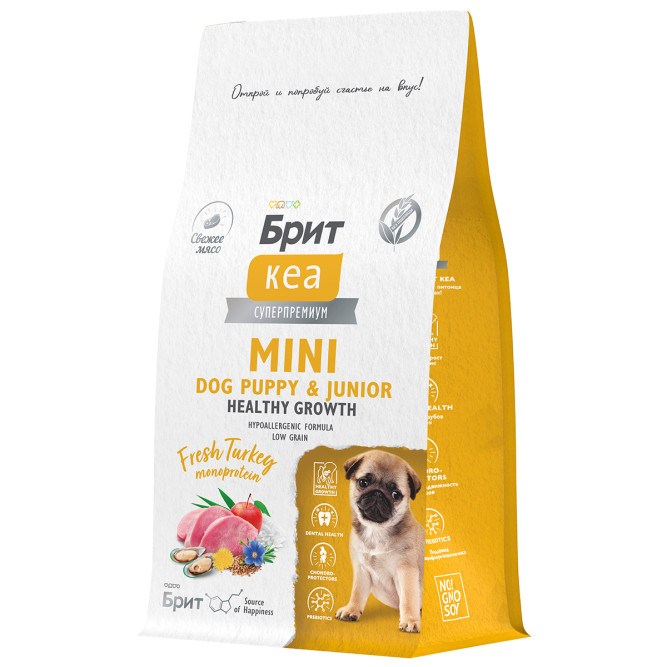 Брит Кеа Мини Dog Puppy&amp;Junior Healthy Growth Monoprotein сухой корм для щенков и молодых (1-10 месяцев) собак мини пород с индейкой - 400 г