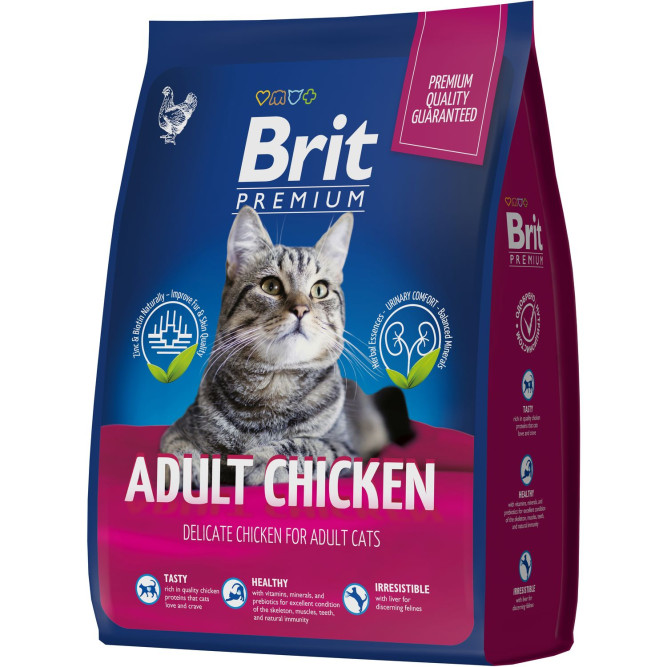 Брит Премиум Cat Adult сухой корм для взрослых кошек с курицей - 800 г