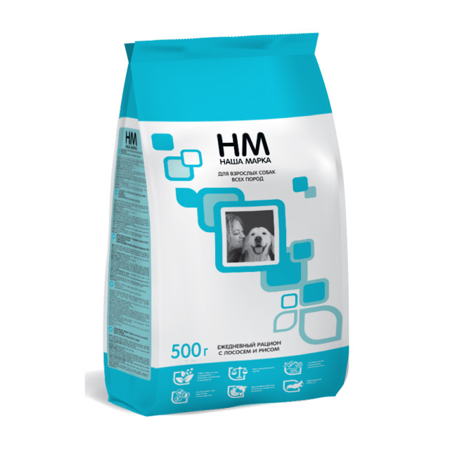 Наша Марка сухой корм для взрослых собак с лососем и рисом - 500 г