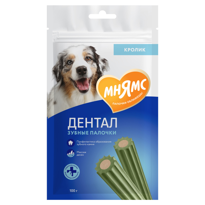 Мнямс Dental лакомство для собак "Зубные палочки" с хлорофиллом - 100 г