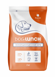 Dog Lunch сухой корм для собак средних и крупных пород с индейкой - 2 кг