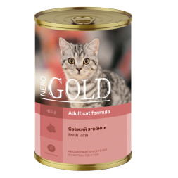 Nero Gold консервы для кошек с ягненком, кусочки в желе - 415 г х 12 шт