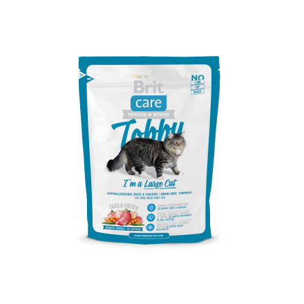 Brit Care Cat Tobby сухой корм для взрослых кошек крупных пород с уткой - 400 г
