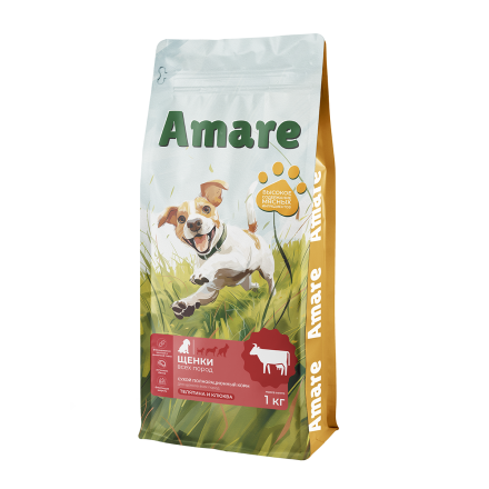 Amare сухой корм для щенков, телятина и клюква - 1 кг