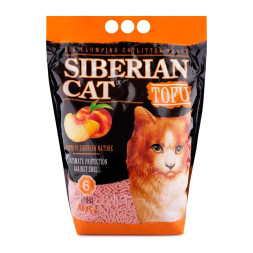 Сибирская Кошка &quot;Персик&quot; комкующийся наполнитель для кошачьего туалета из тофу, с ароматом персика - 6 л (2,8 кг)