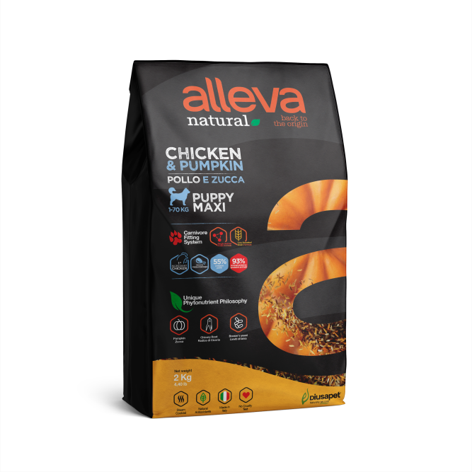 Alleva Natural Puppy Chicken &amp; Pumpkin Maxi сухой корм для щенков с курицей и тыквой - 2 кг