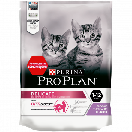 Purina Pro Plan Delicate сухой корм для котят с чувствительным пищеварением с индейкой - 200 г