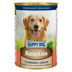 Happy Dog Natur Line влажный корм для взрослых собак с телятиной и рисом - 410 г х 12 шт