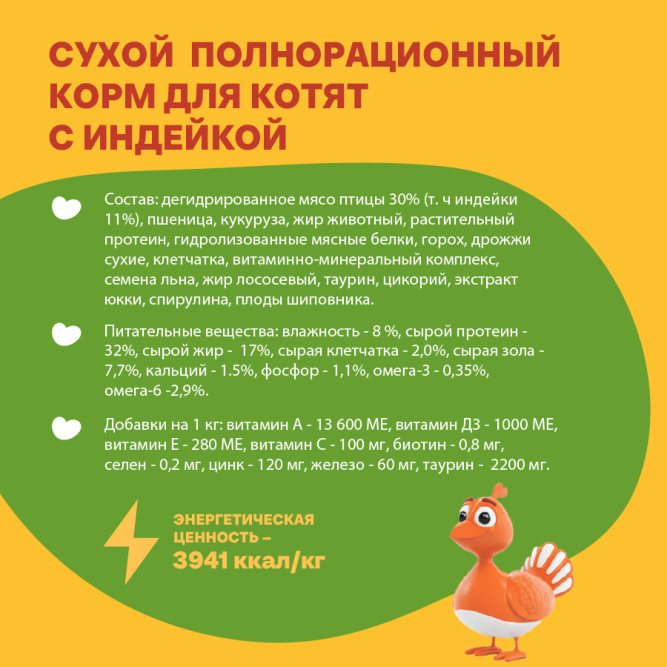 Хаппи Лаппи сухой корм для котят с индейкой - 350 г