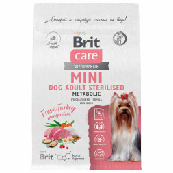 Brit Care Mini Adult Sterilised Metabolic сухой корм для стерилизованных собак мелких пород, с индейкой - 400 г