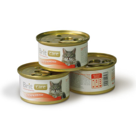 Консервы для взрослых кошек Brit care chicken breast с куриной грудкой 48 шт х 80 гр