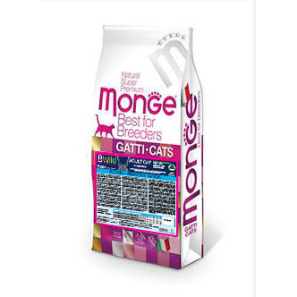 Monge Cat Bwild PFB Low Grain сухой низкозерновой корм для взрослых кошек с анчоусами 10 кг