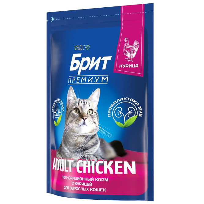 Брит Премиум Cat Adult сухой корм для взрослых кошек с курицей - 2 кг
