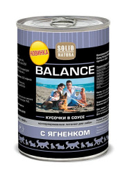 Solid Natura Balance влажный корм для собак ягненок в соусе, в консервах - 1,24 кг х 6 шт
