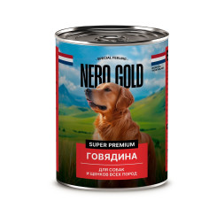 Nero Gold консервы для взрослых собак и щенков всех пород с говяжьими отбивными, кусочки в желе - 415 г х 12 шт
