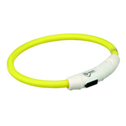 Кольцо Trixie для собак мигающее нейлоновое с USB L–XL 65 см/ф7 мм желтое