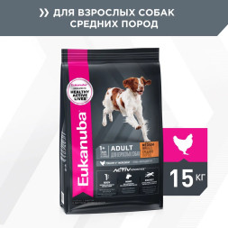 Сухой корм Eukanuba Adult Medium Breed для собак средних пород с курицей - 15 кг