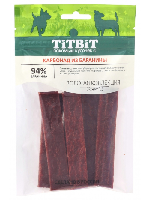 TiTBiT "Золотая коллекция" лакомство для собак карбонад из баранины - 70 г