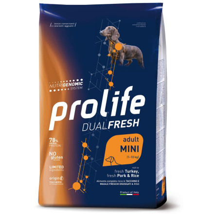 Prolife Dual Fresh Mini Adult сухой корм для собак с индейкой, свининой и рисом - 600 г