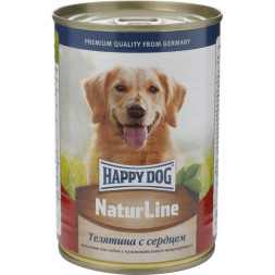 Happy Dog Natur Line влажный корм для взрослых собак с телятиной и сердцем - 410 г х 12 шт
