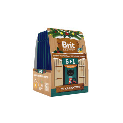 Brit Premium кормушка набор паучей для взрослых кошек с уткой, кусочки в соусе - 85 г х 5+1 шт