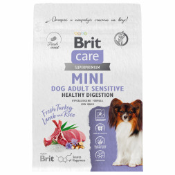 Brit Care Mini Adult Sensitive Healthy Digestion сухой корм для взрослых собак мелких пород, с индейкой и ягненком - 400 г