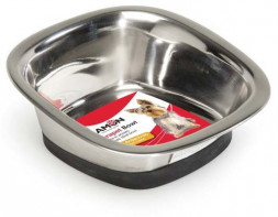 Camon миска для кошек и собак стальная с антискользящим резиновым кольцом квадратная &quot;Durapet&quot;, 0,42 л