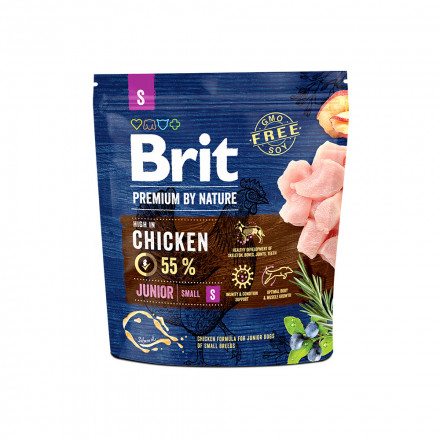 Brit Premium by Nature Junior S сухой корм для щенков мелких пород с курицей - 1 кг