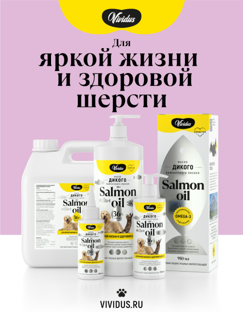 Vividus кормовая добавка для животных масло дикого лосося - 250 мл