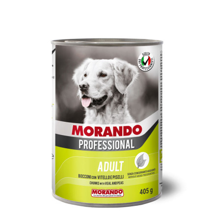 Morando Professional консервированный корм для собак с кусочками телятины и горохом, в консервах - 405 г х 24 шт