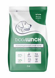 Dog Lunch сухой корм для собак средних и крупных пород Мясное ассорти - 2 кг